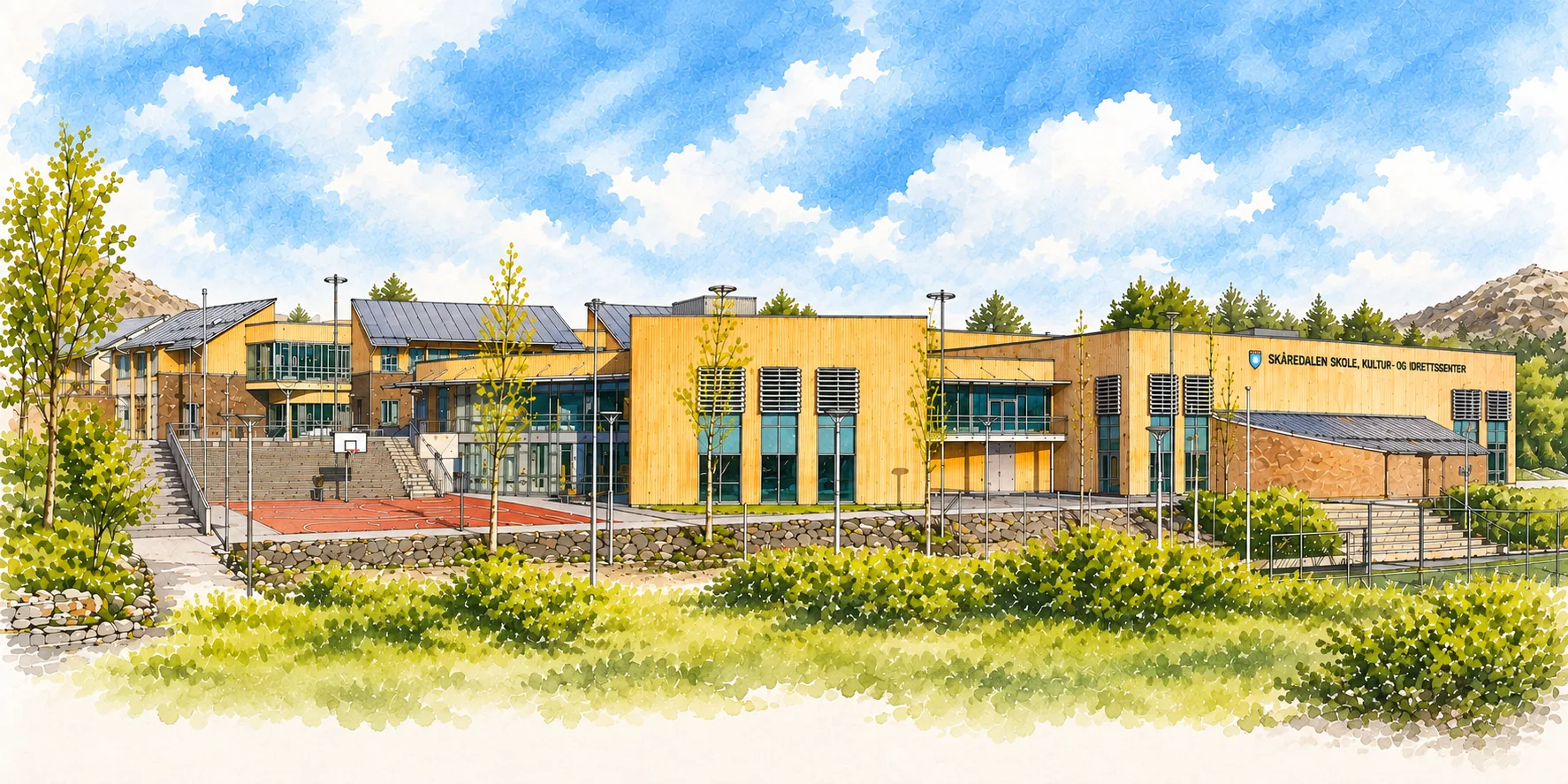 Akvarell av Skåredalen skole